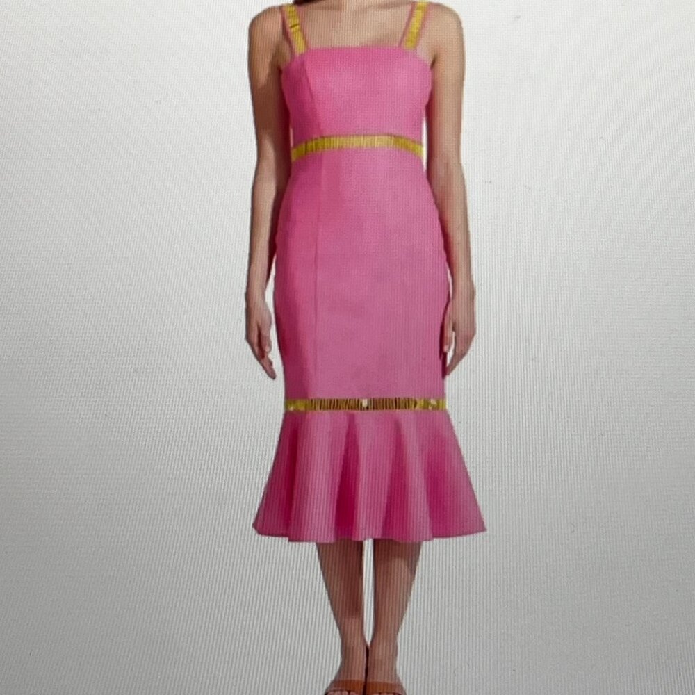 Staud Lychee Barbie Pink Lime Dress Size 2 - mermaid style